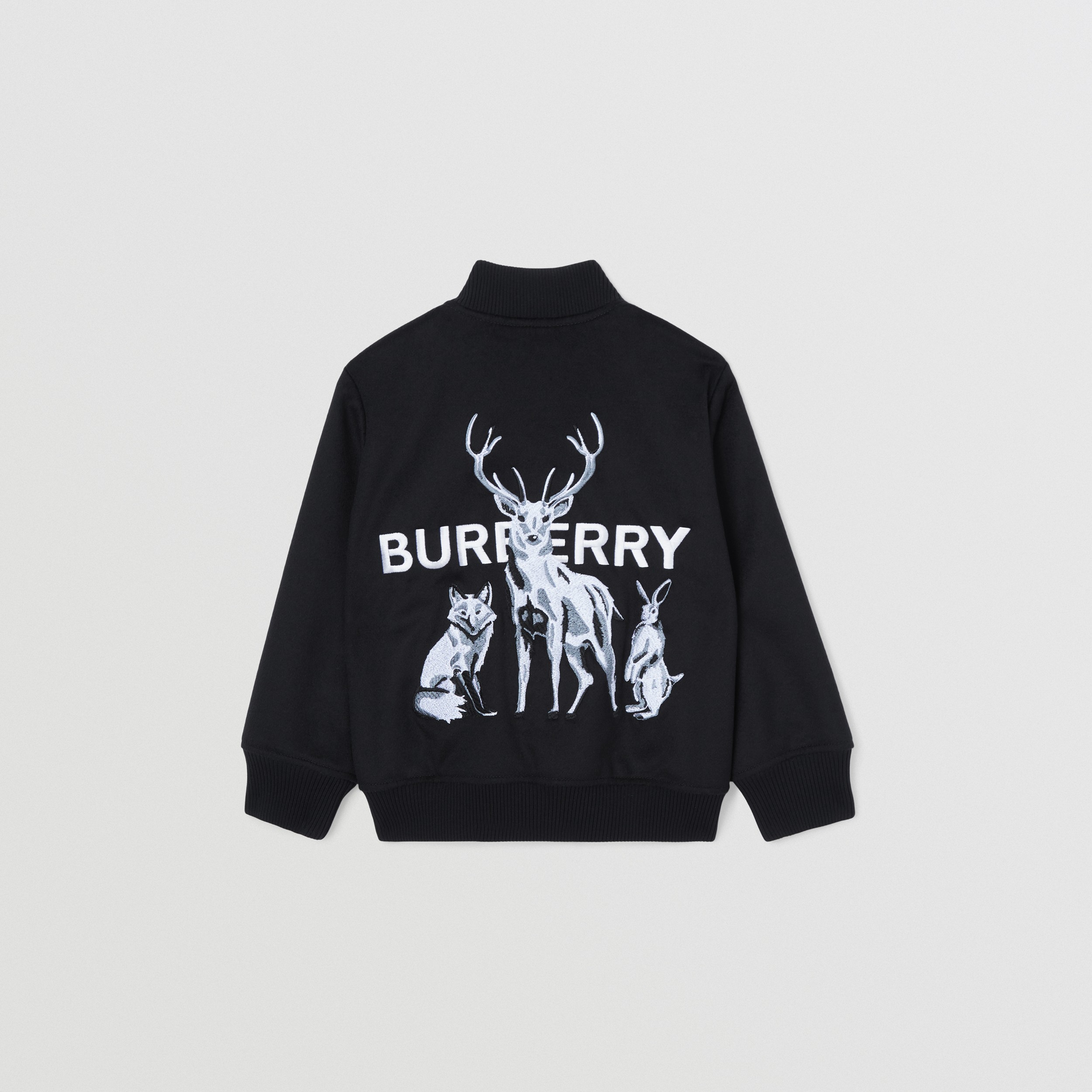 Animal Kingdom Wool Cashmere Bomber Jacket in Black | Burberry® Official - 4