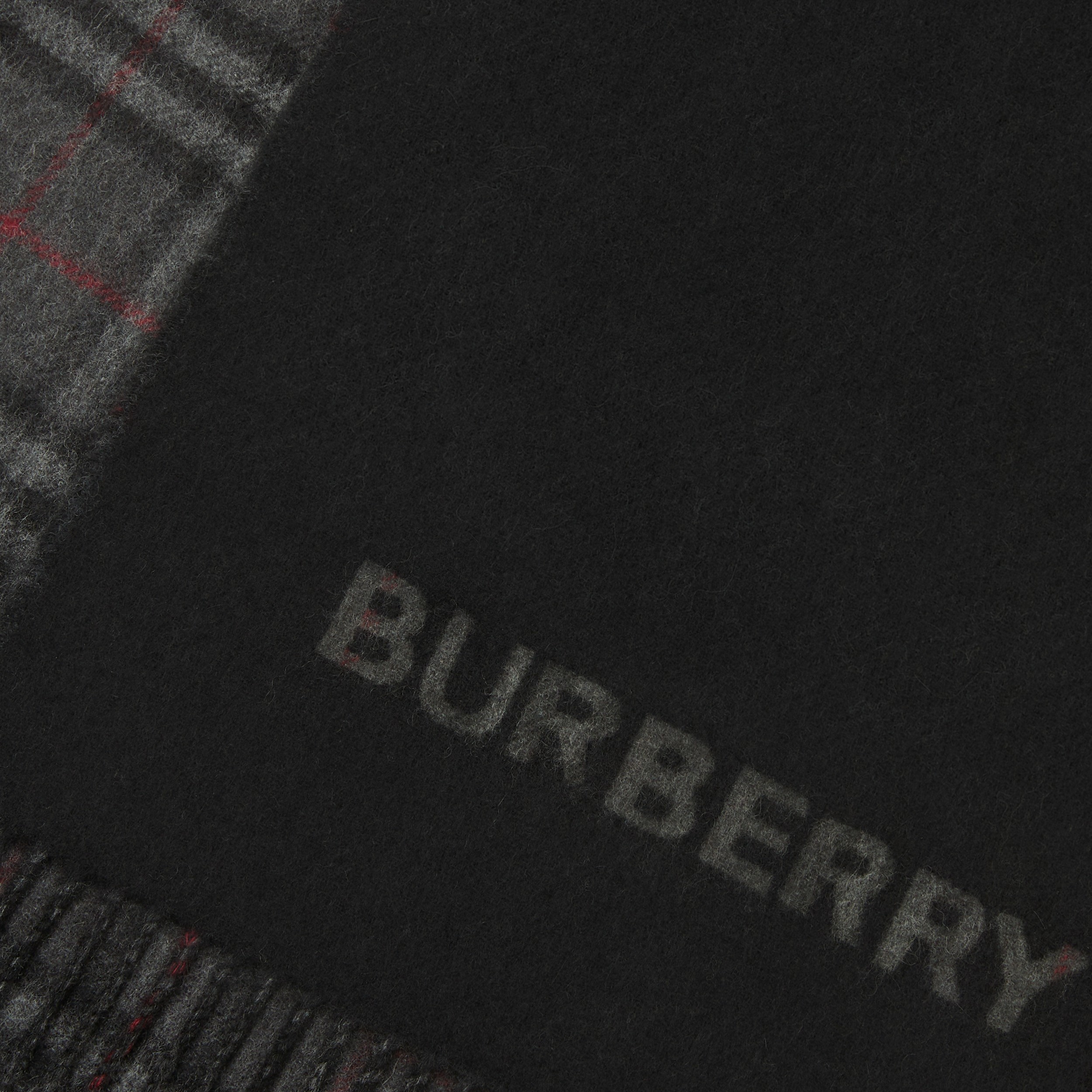 格纹羊绒双面两用围巾 (炭灰色 / 黑色) | Burberry® 博柏利官网 - 2