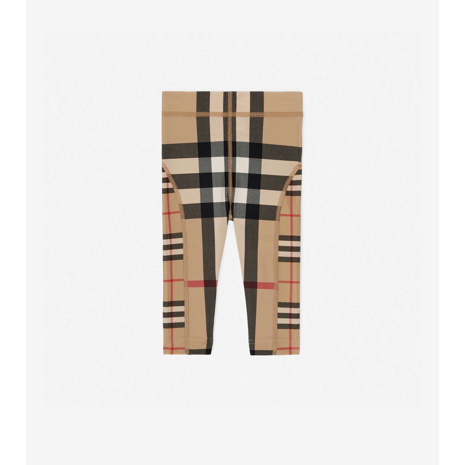 Contrast Check Stretch Nylon Leggings in Archive Beige - Burberry