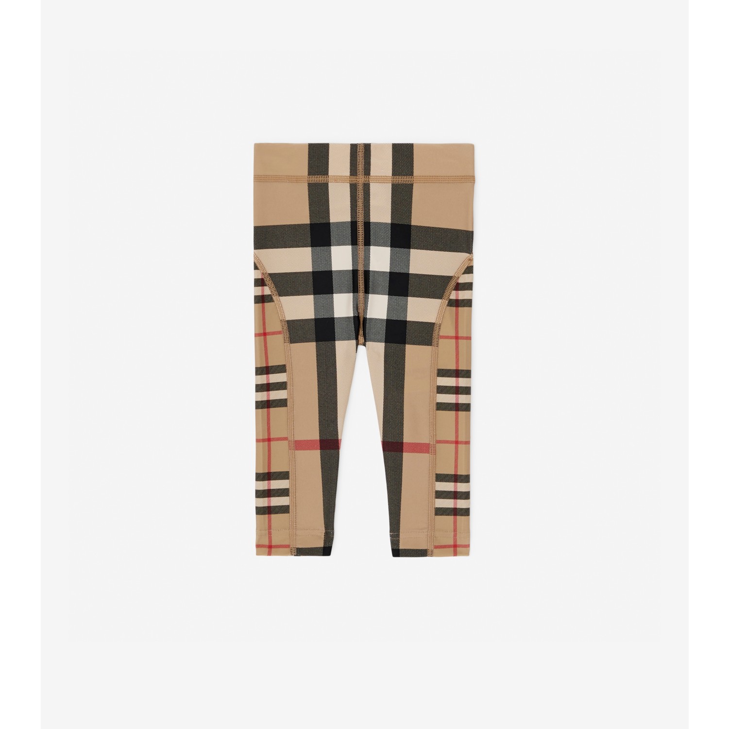 Contrast Check Stretch Nylon Leggings in Archive Beige - Children