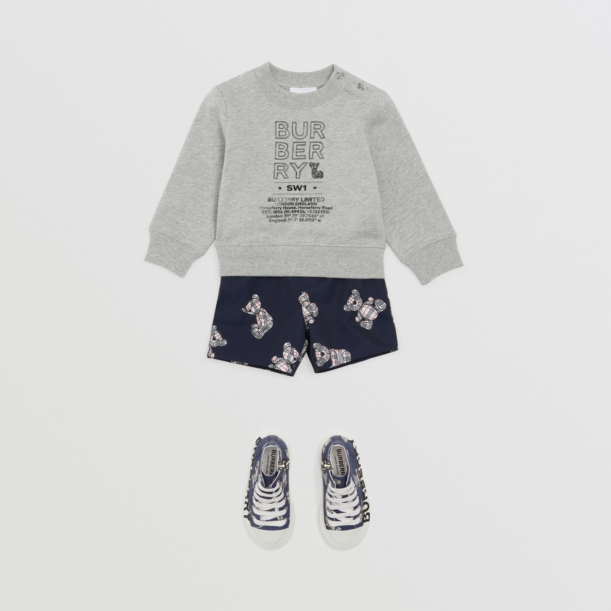 Logo Sketch Print Cotton Sweatshirt in Grey Melange - Children | Burberry® Official - 3