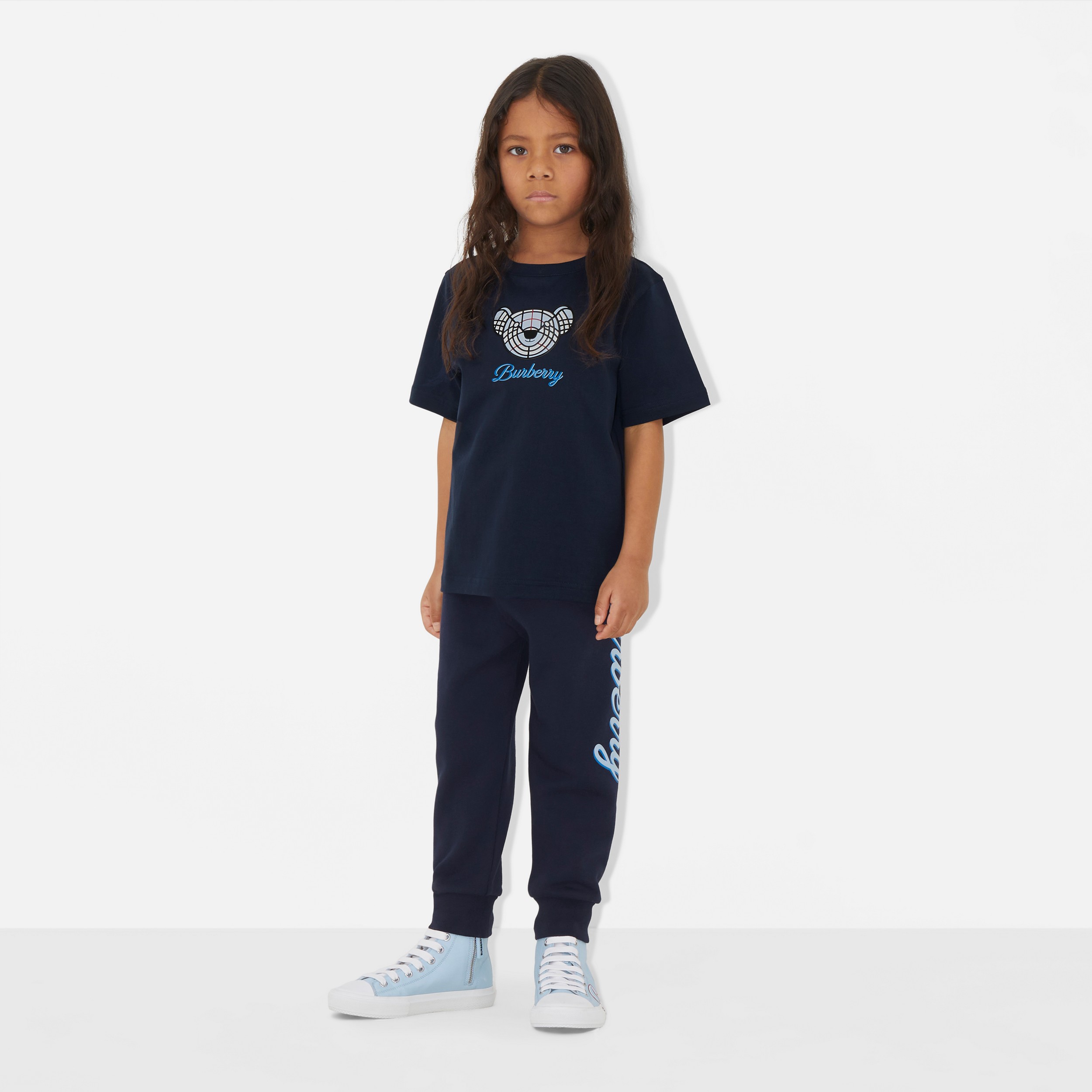 Thomas Bear Motif Cotton T-shirt in Deep Charcoal Blue | Burberry® Official - 3