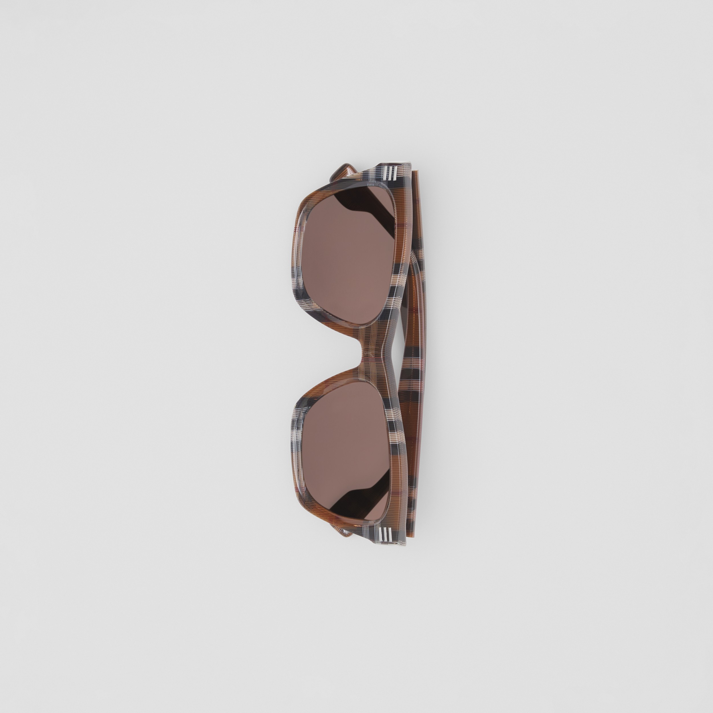 Check Square Frame Sunglasses in Birch Brown - Men | Burberry® Official