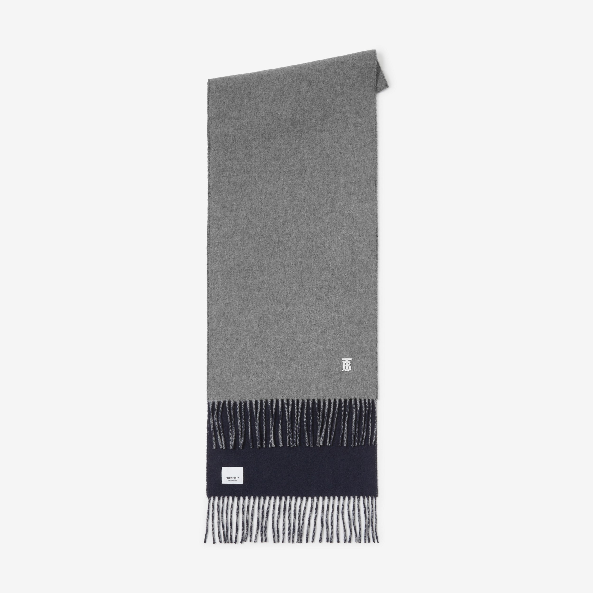 双面两用专属标识羊绒围巾 (中灰色 / 海军蓝) | Burberry® 博柏利官网 - 2
