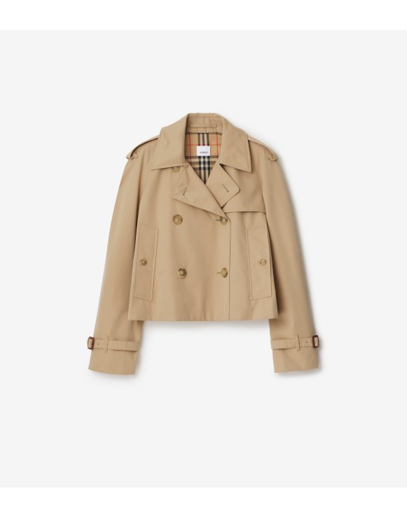 Veste trench courte en gabardine