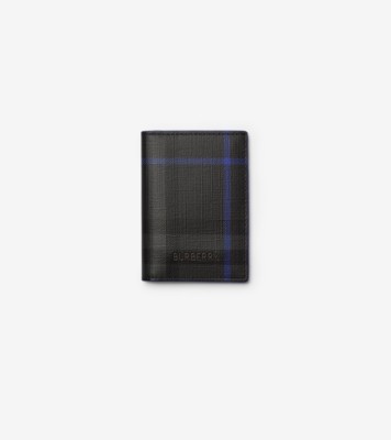 City Check Folding Card Case in Iron grey/Knight Blue - Men