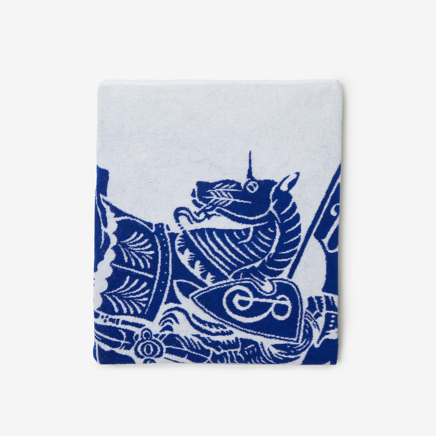 马术骑士徽标棉质毛巾 (骑士蓝) | Burberry® 博柏利官网