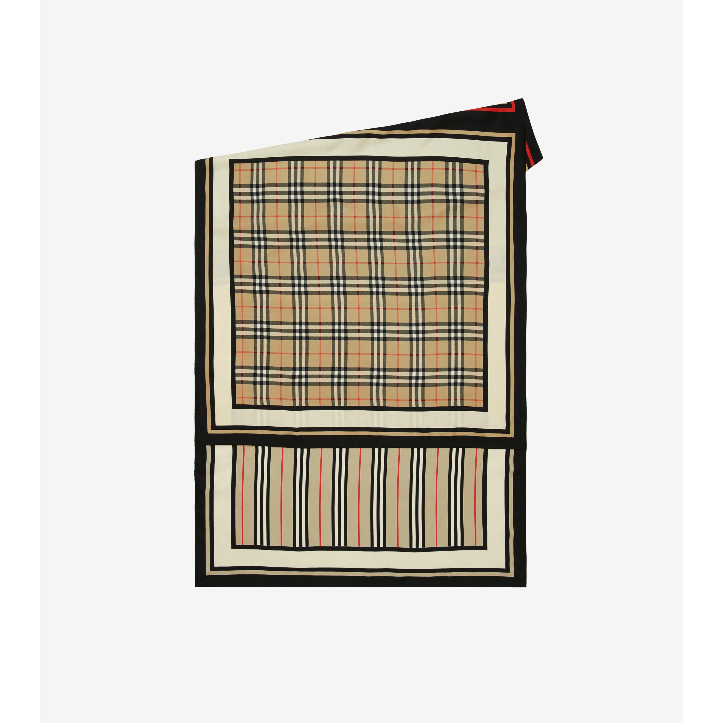 Shop Burberry Monogram Stripe Wool & Silk Scarf