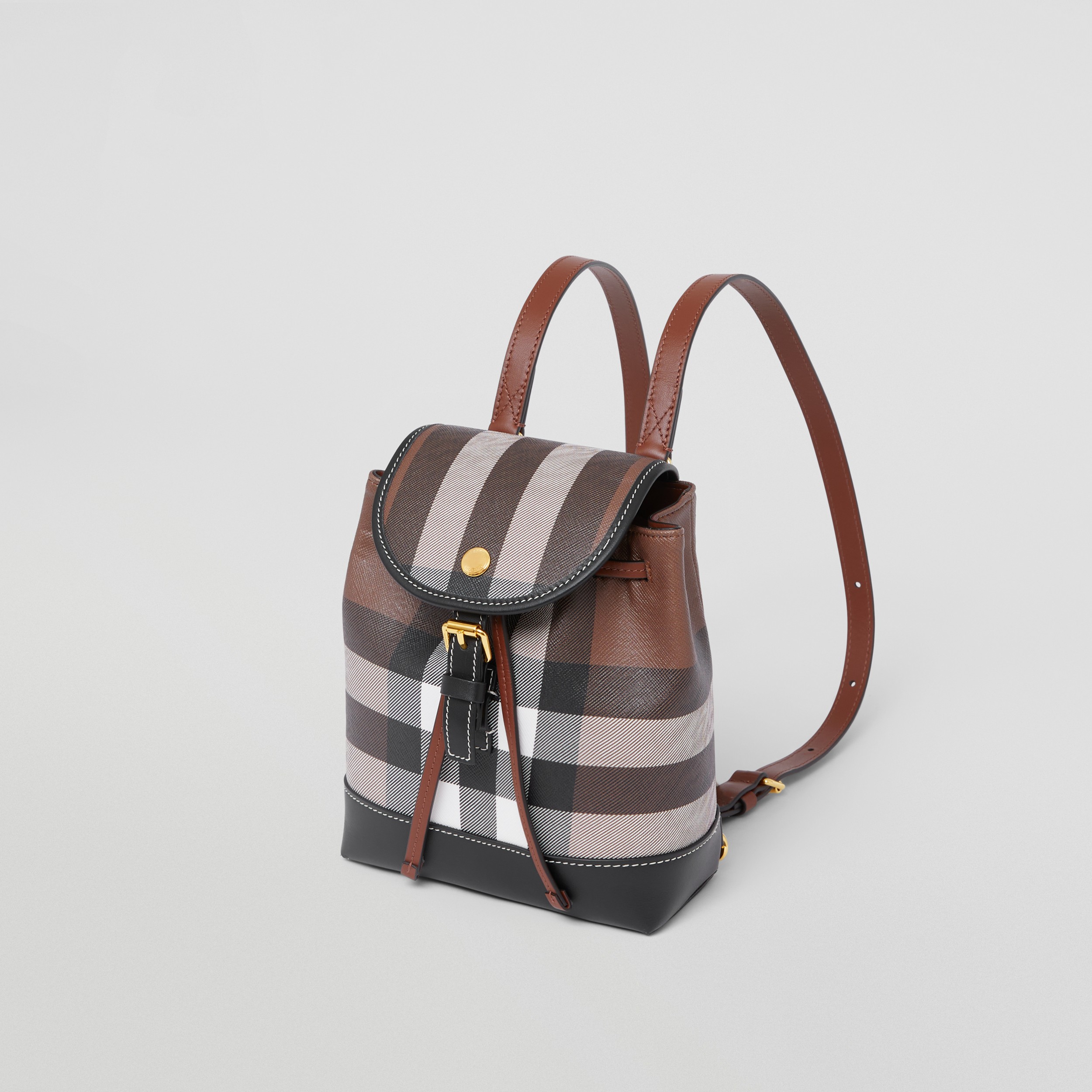 Check and Leather Micro Backpack in Dark Birch Brown - Women | Burberry® Official - 3