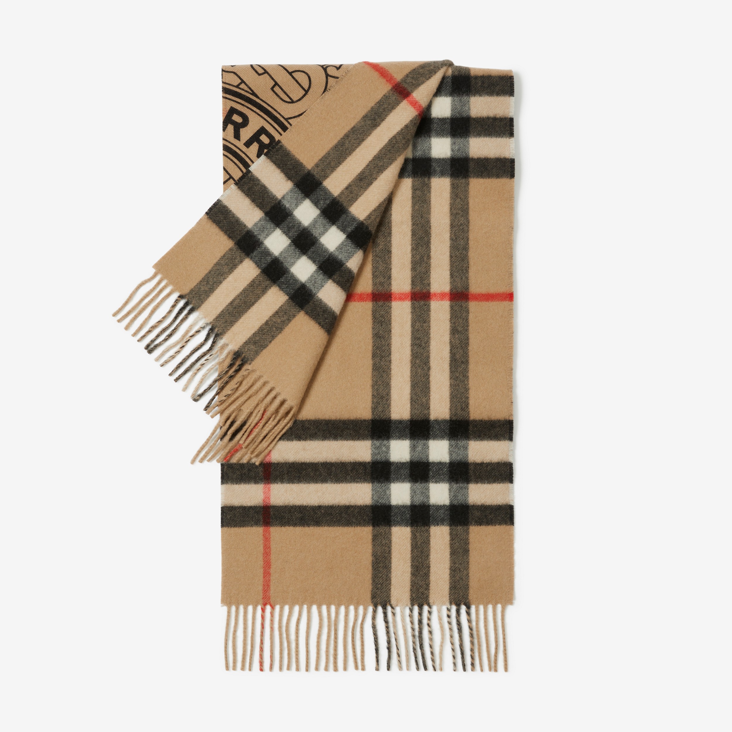 Reversible Check and Monogram Cashmere Scarf in Archive Beige | Burberry® Official - 3