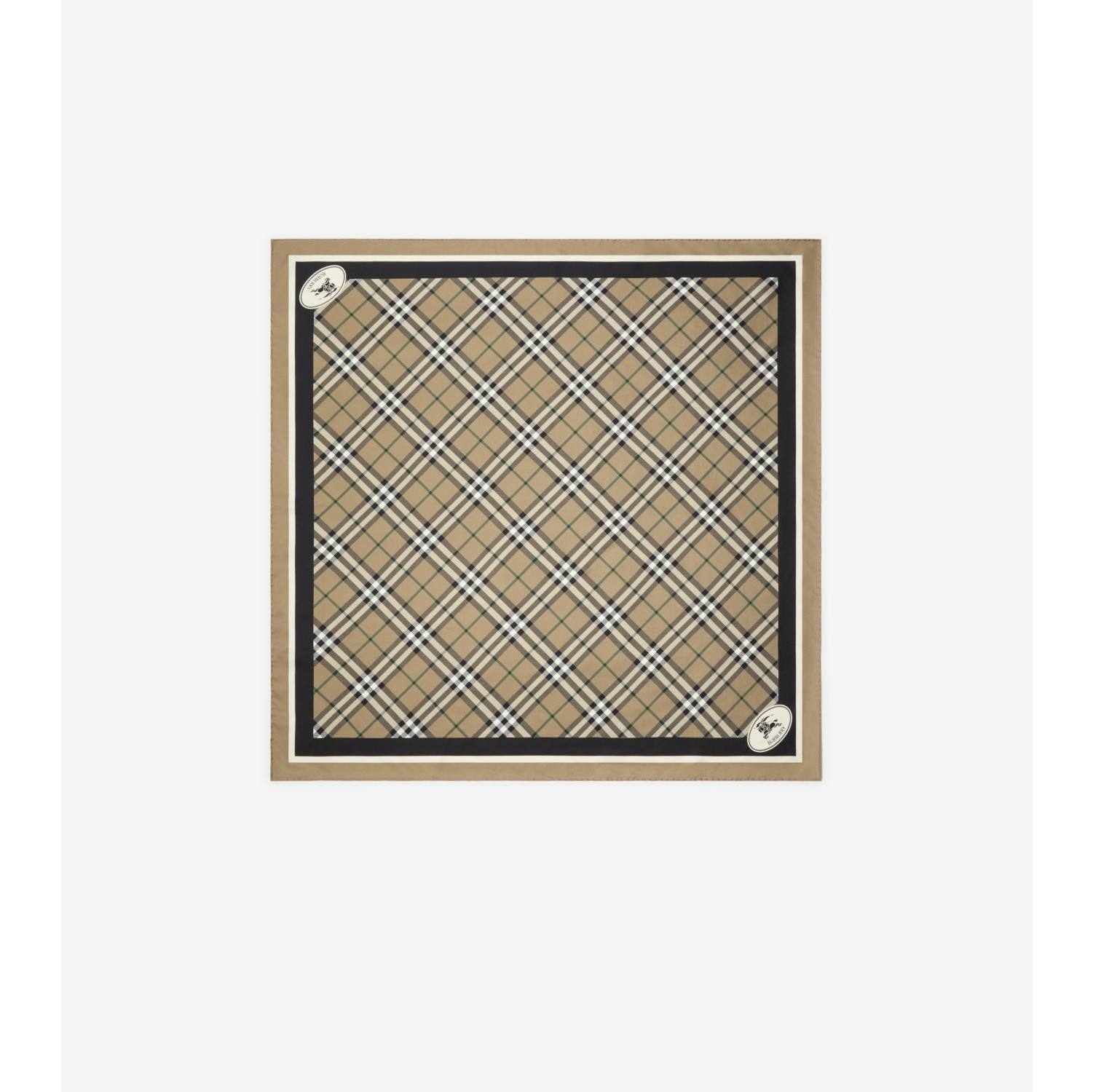 Seidenschal in Check mit Knight Stamp