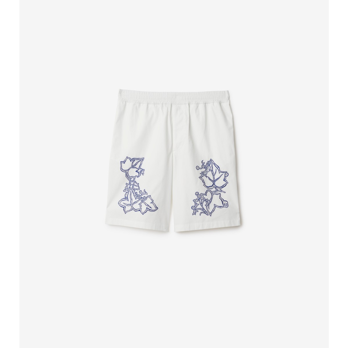 Shop Burberry Ivy Cotton Blend Shorts In Chalk