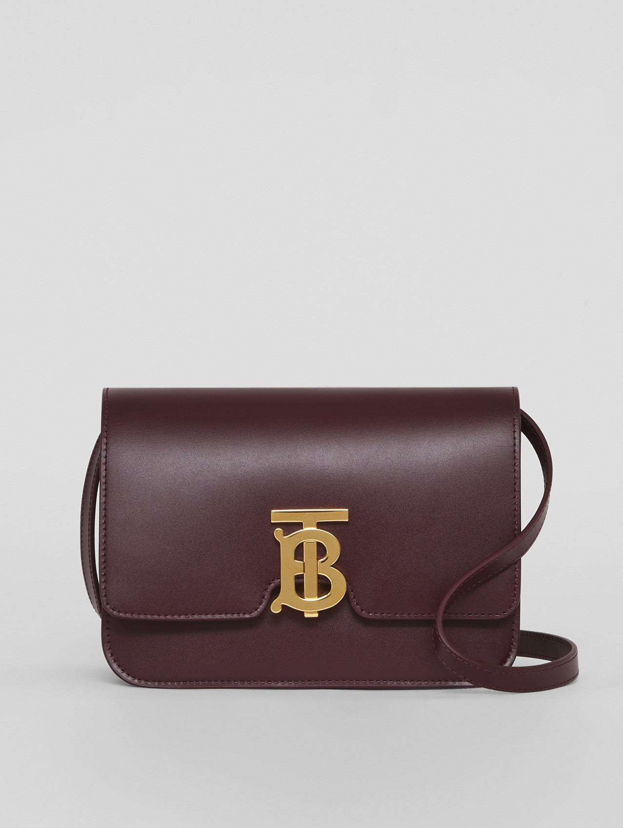 Small Leather TB Bag in Deep Maroon