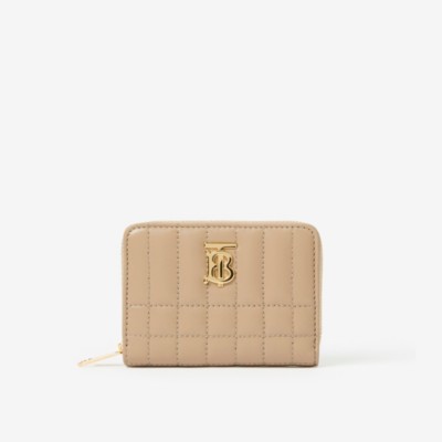 Burberry Quilted Leather Lola Zip Wallet In Oat Beige