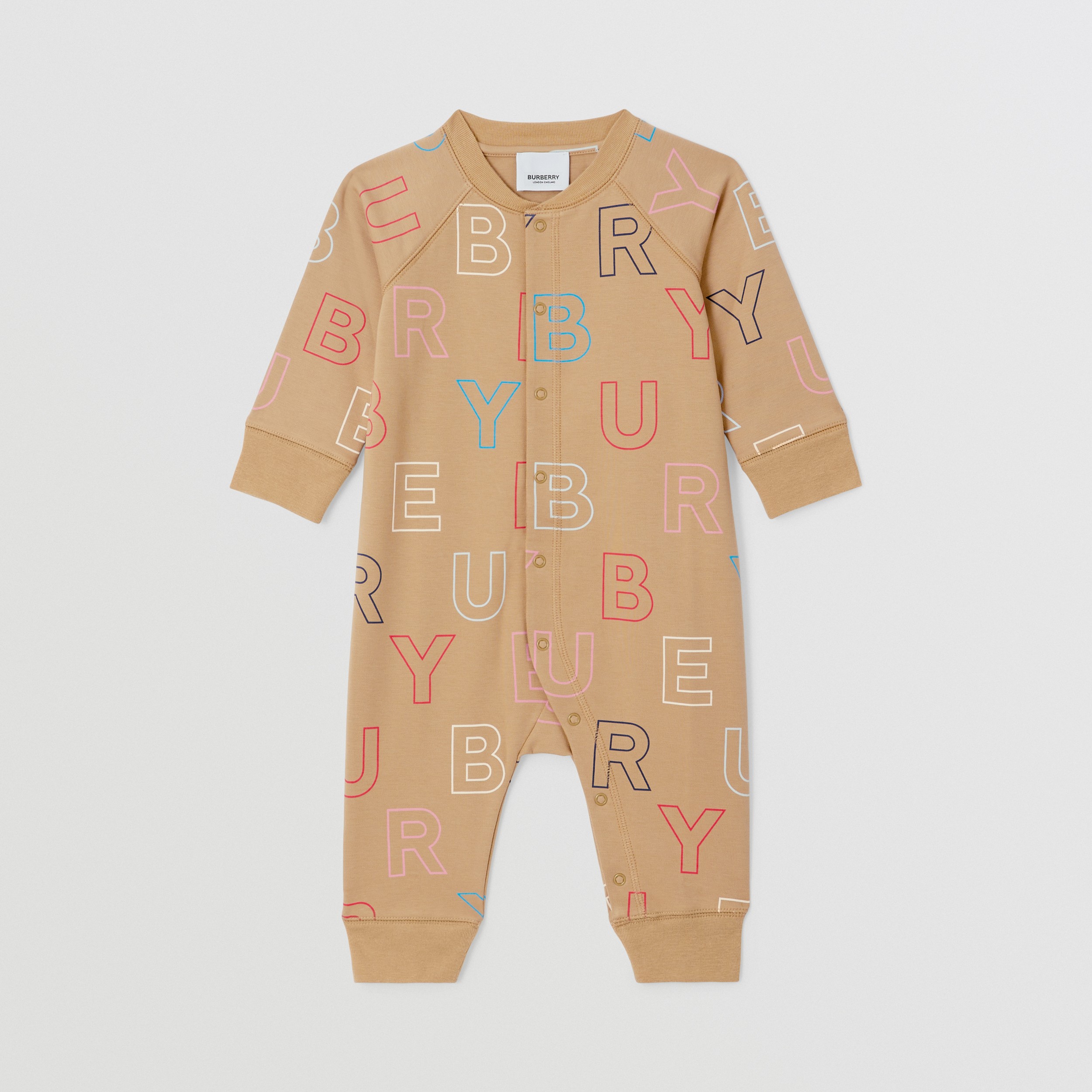 Combinaison en coton stretch avec logo – exclusivité en ligne (Beige D'archive) - Enfant | Site officiel Burberry® - 1