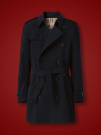 Black Cotton Gabardine Short Kensington Heritage Trench Coat