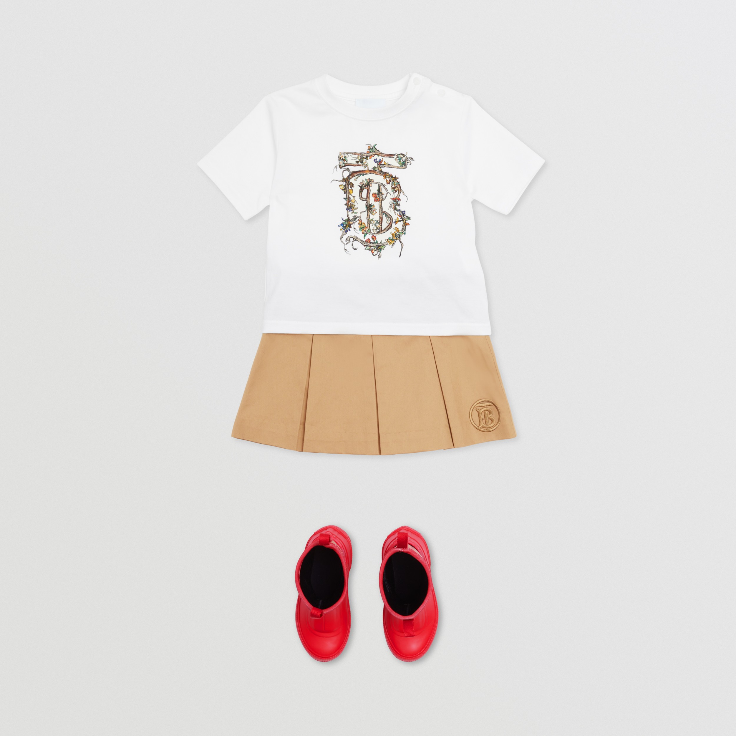 Monogram Motif Cotton T-shirt in White - Children | Burberry® Official - 3