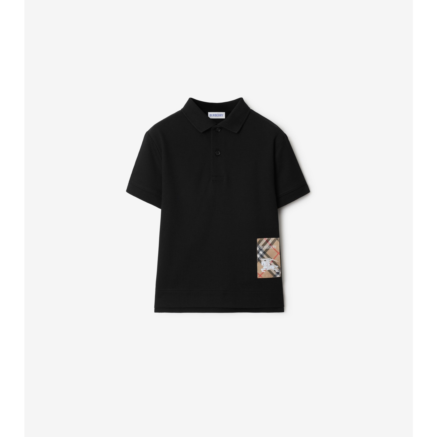 Check Label Cotton Polo Shirt