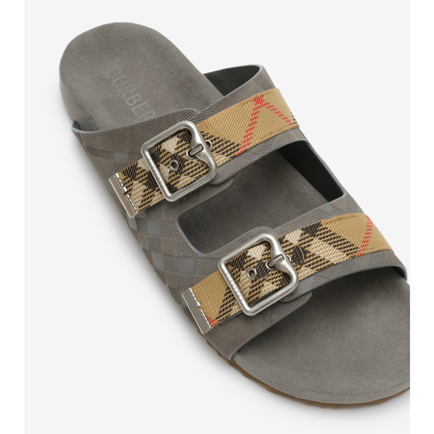 Check Suede Urchin Sandals in Chino grey - Men | Burberry® Official