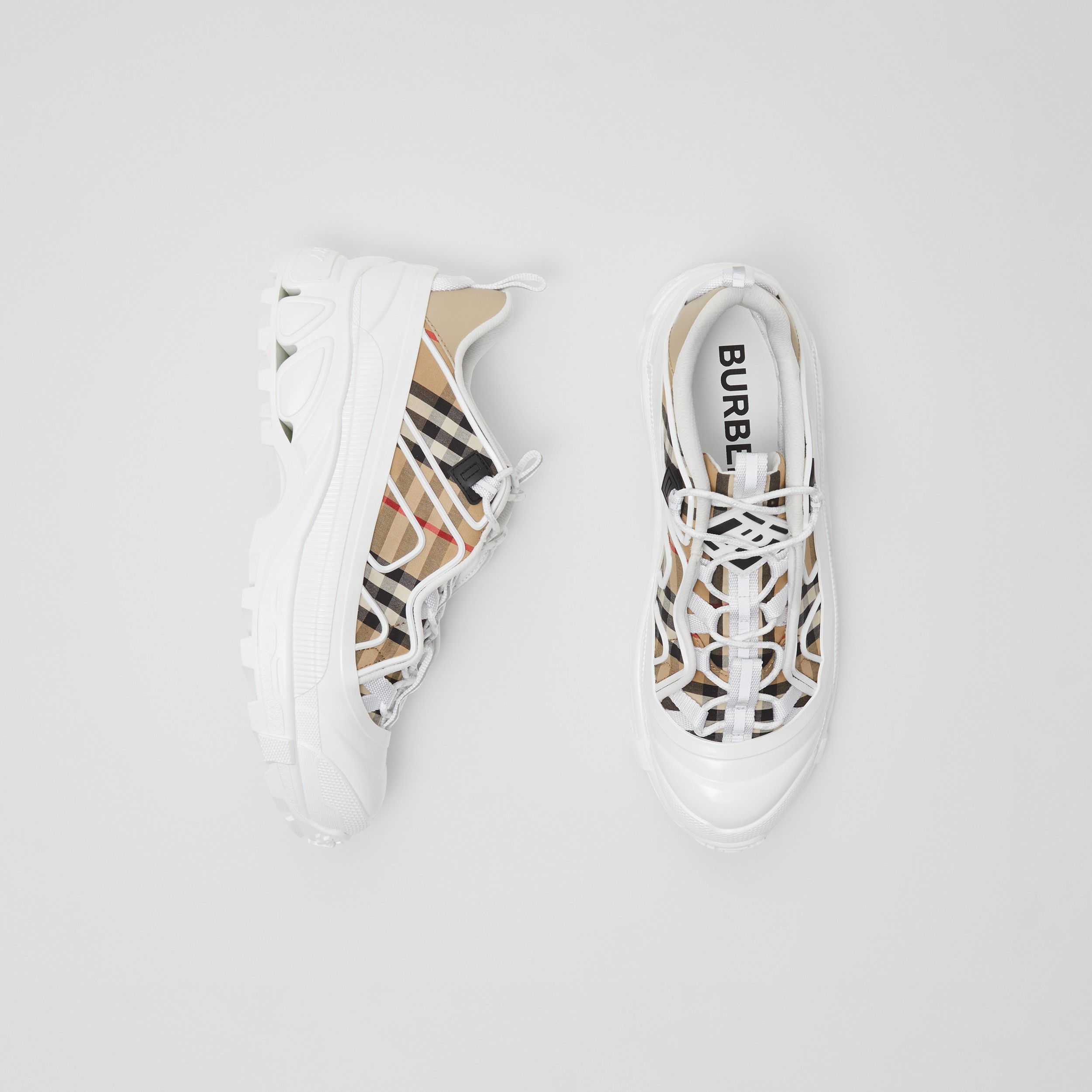 Vintage Check Cotton and Leather Arthur Sneakers in Archive Beige | Burberry® Official - 4