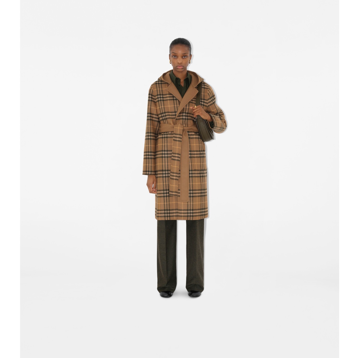 Check wool overcoat online