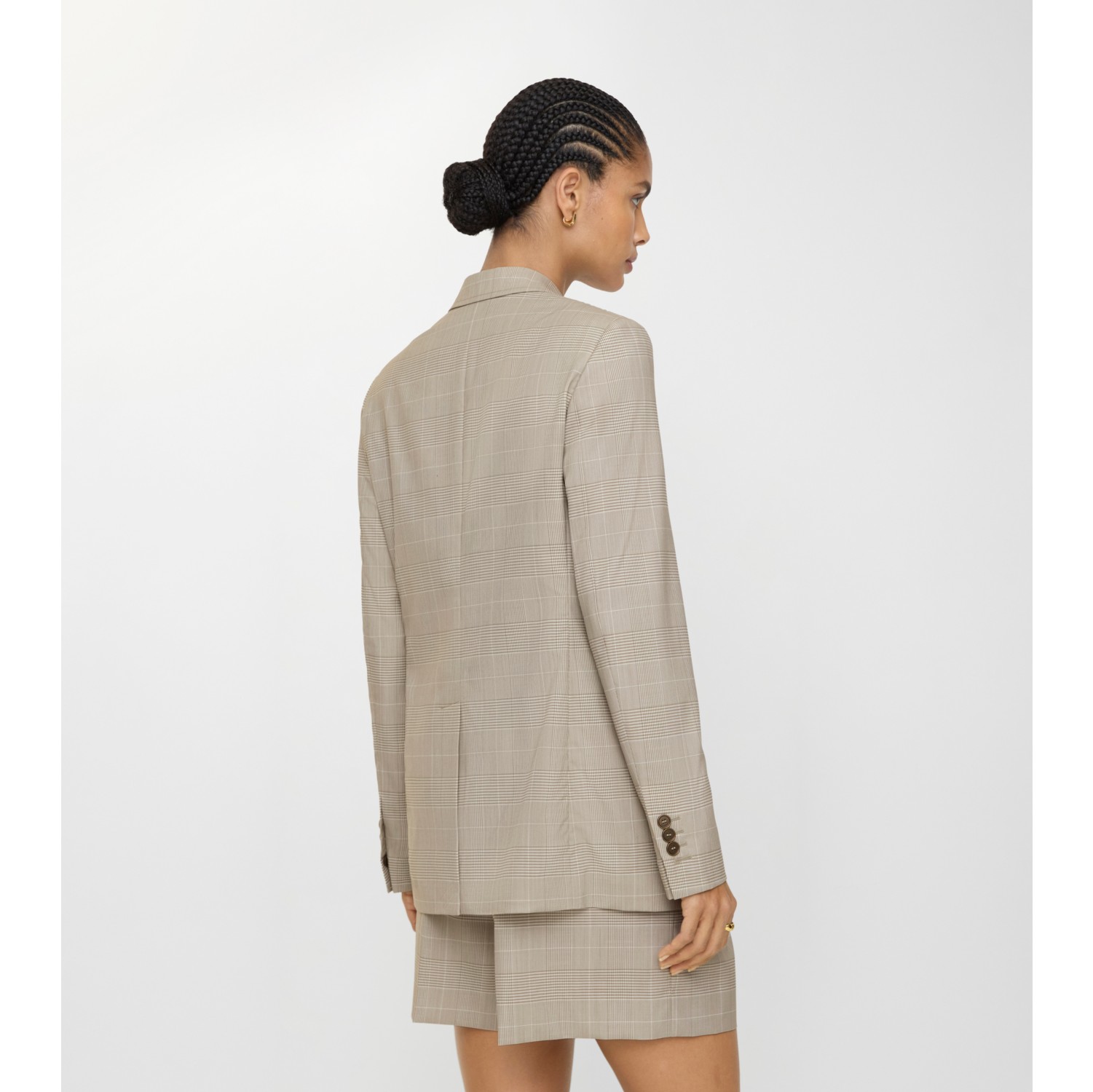 Check Wool Tailored Jacket in Cloudy white/mountain green - Women | Burberry® Official