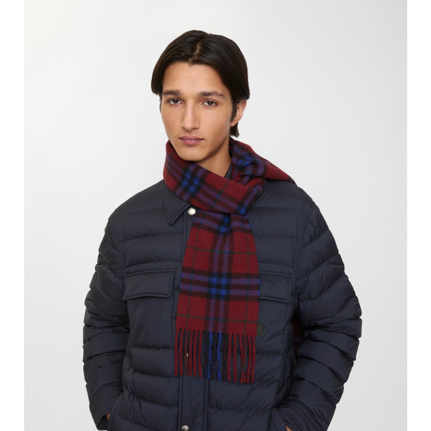 Narrow Check Cashmere Scarf
