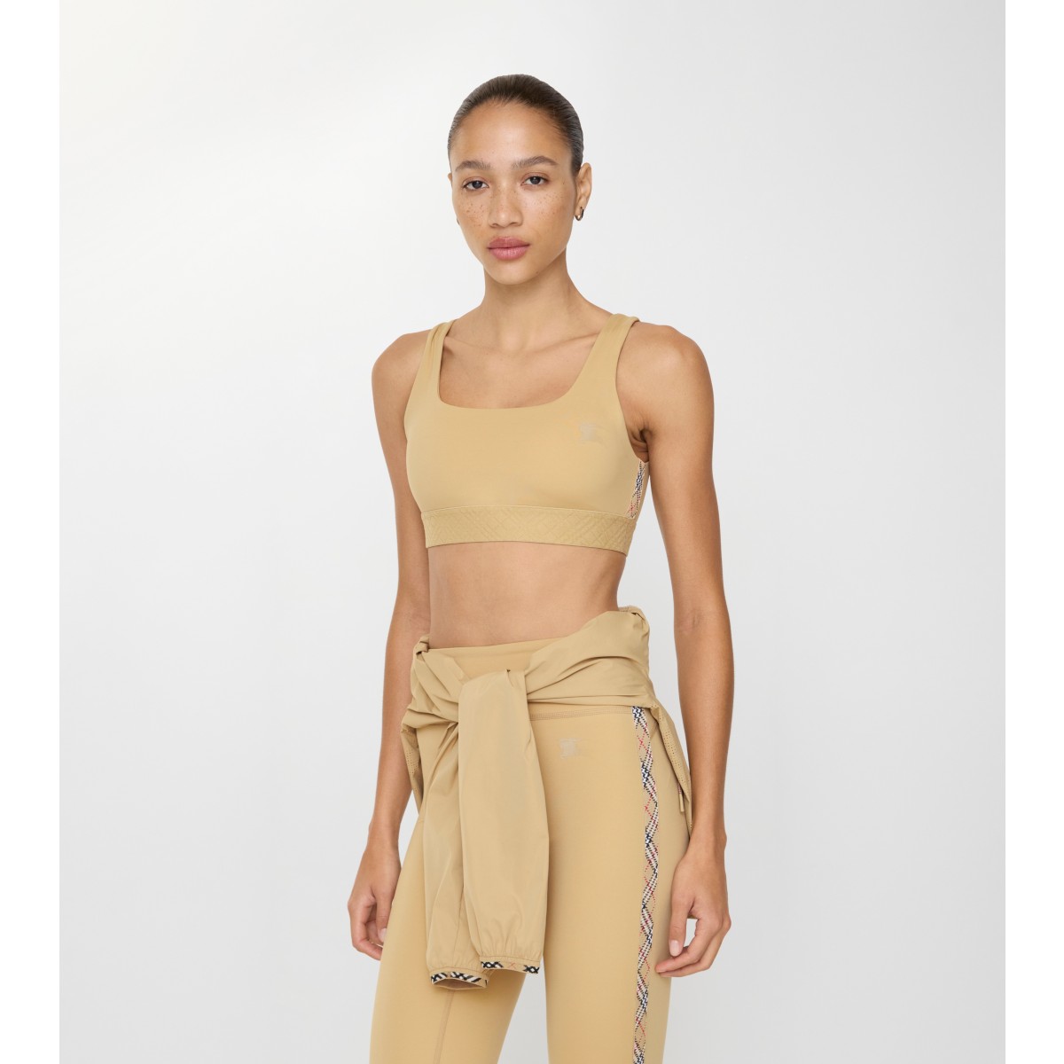  Check Trim Stretch Nylon Bra Top