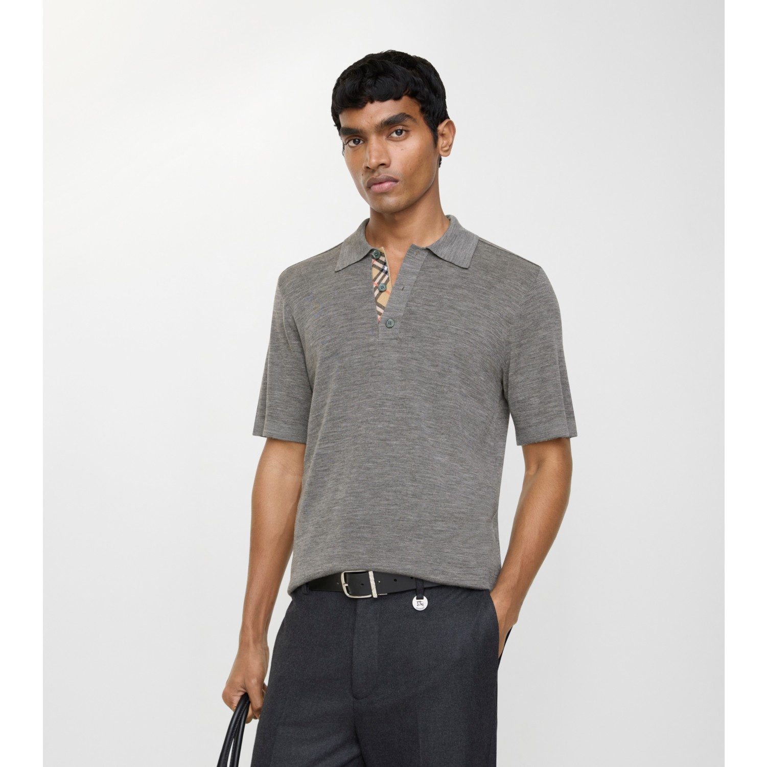 Wool Polo Shirt in Grey - Men | Burberry® Official