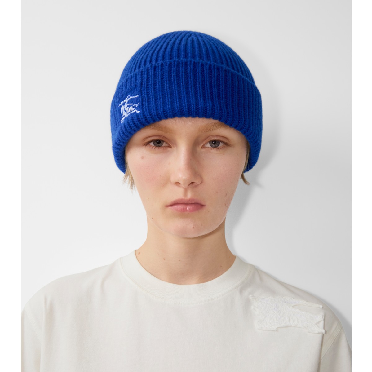 Embroidered Ribbed Beanie