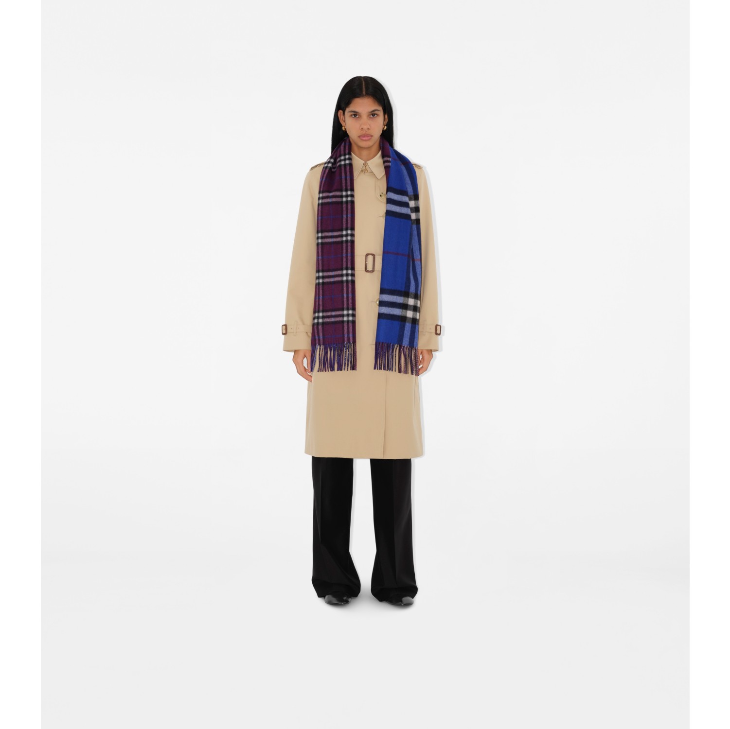 Reversible Check Cashmere Scarf