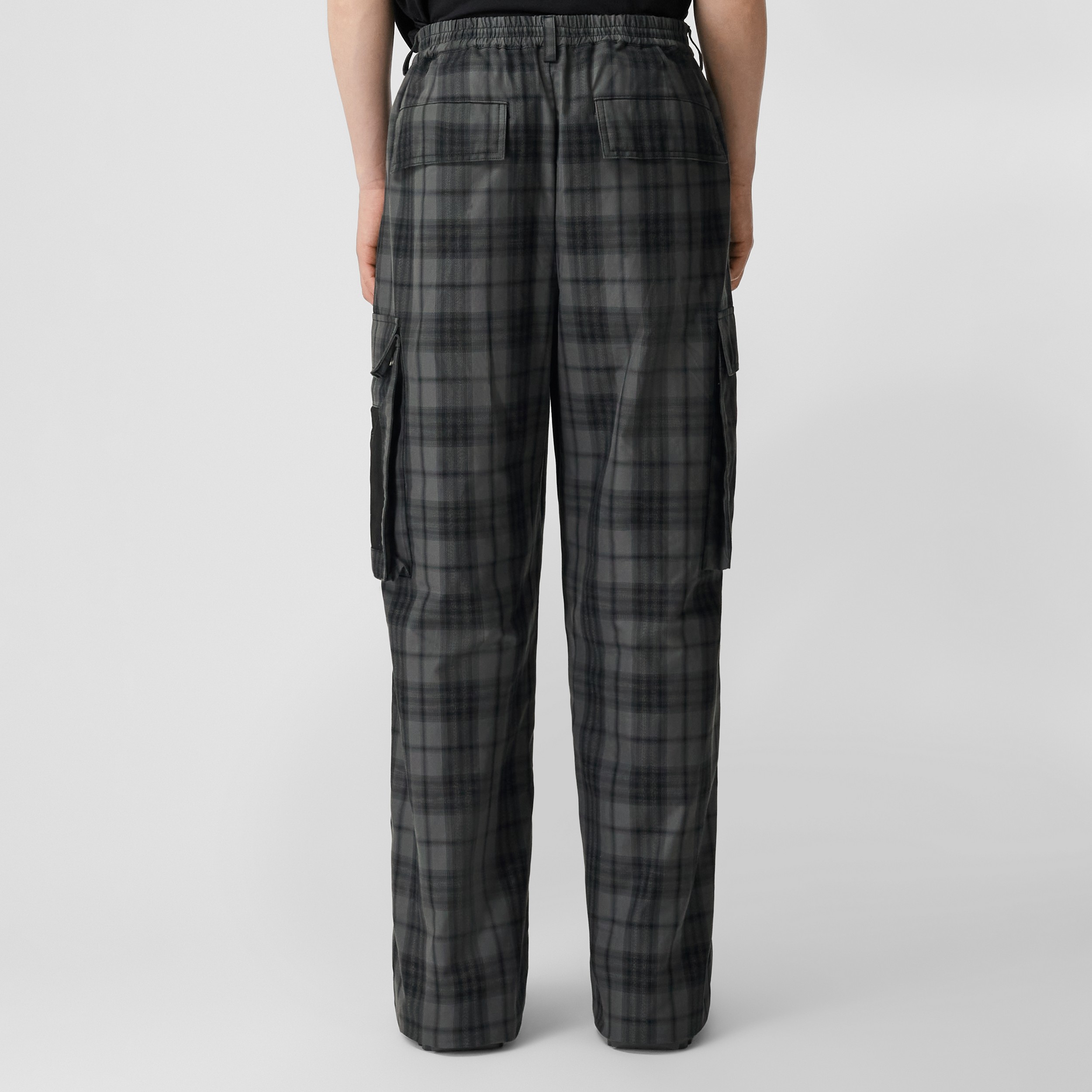 Reflective Check Cotton Blend Cargo Trousers in Dark Grey - Men | Burberry® Official - 2