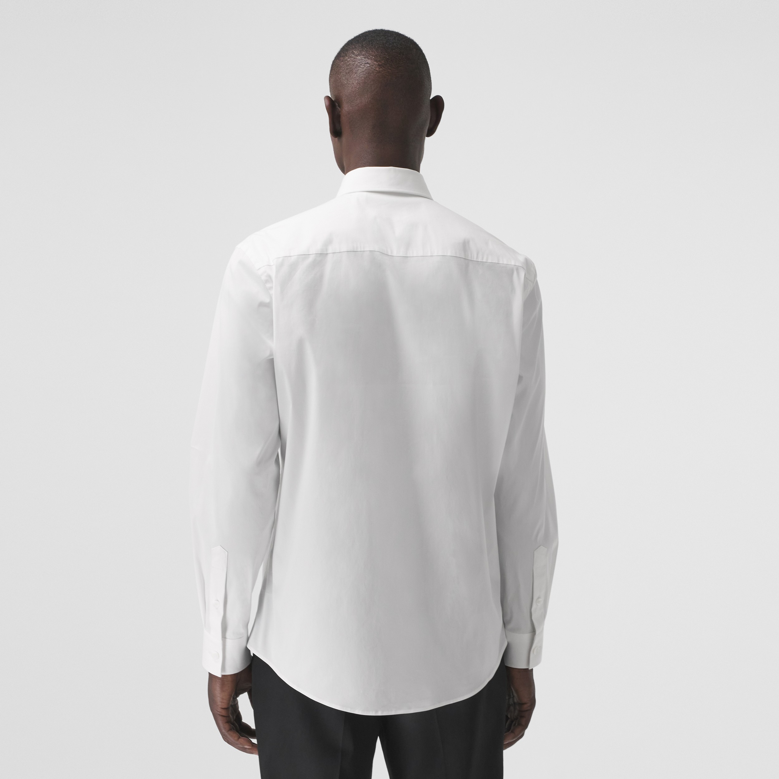 Monogram Motif Technical Cotton Shirt in White - Men | Burberry® Official - 3