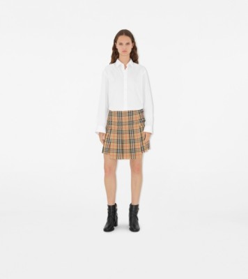 Check Wool Cashmere Scarf Skirt in Oxide - Women | Burberry