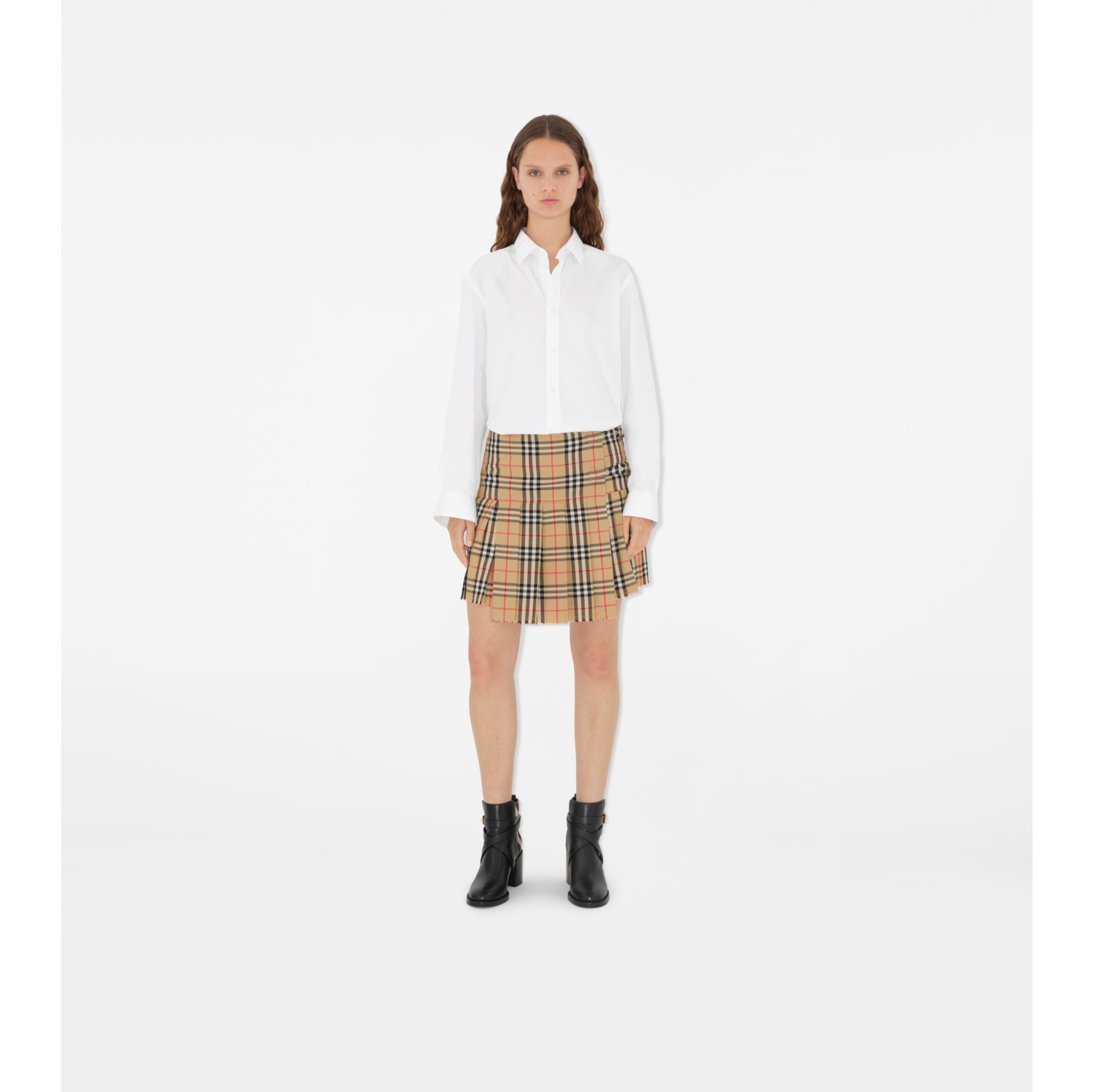 Minissaia kilt plissada de lã em Check