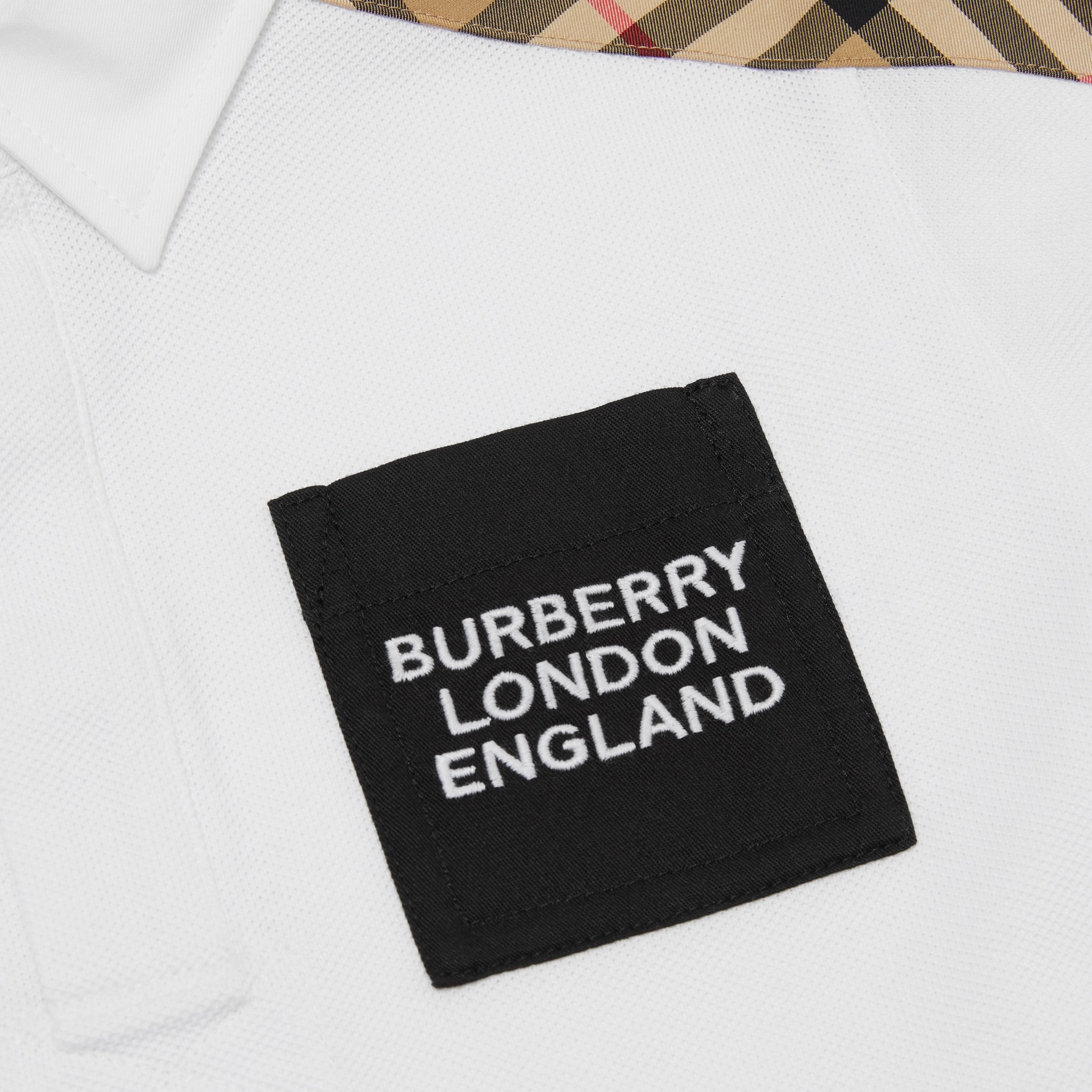 Vintage Check Panel Cotton Piqué Polo Shirt in White - Children | Burberry® Official - 2