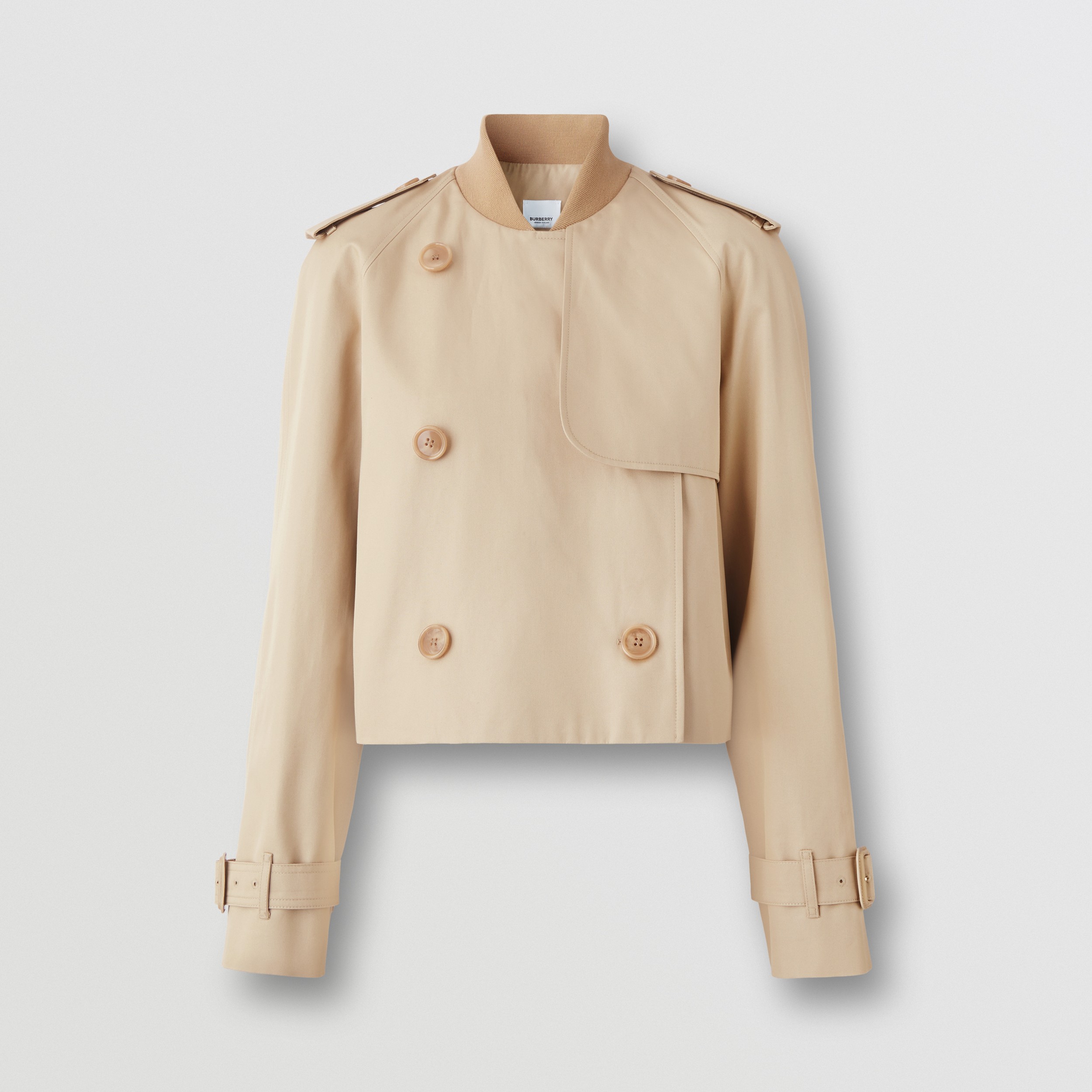 Cotton Gabardine Cropped Trench Coat in Soft Fawn - Women | Burberry® Official - 4