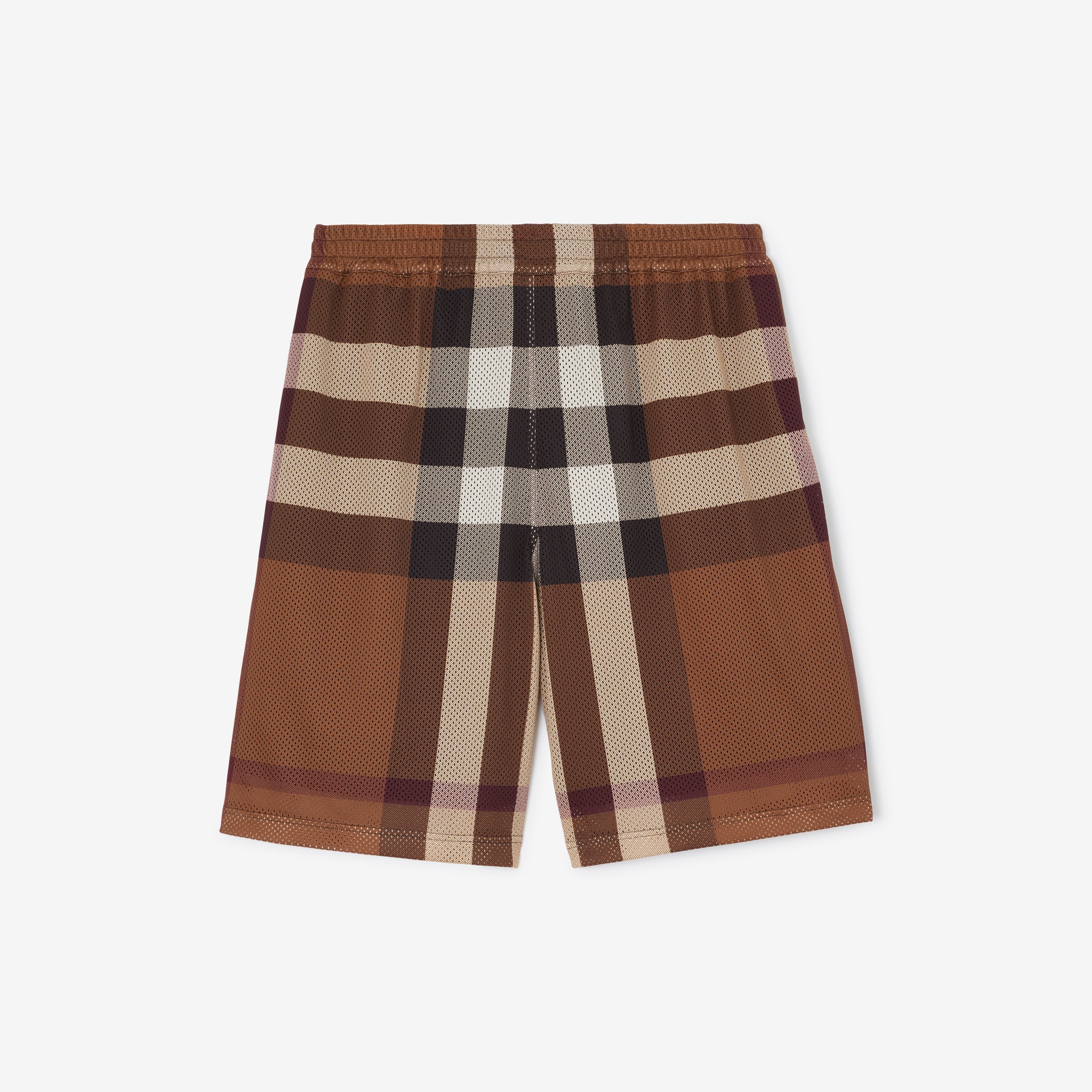 Check Mesh Shorts in Dark Birch Brown - Men | Burberry® Official - 1