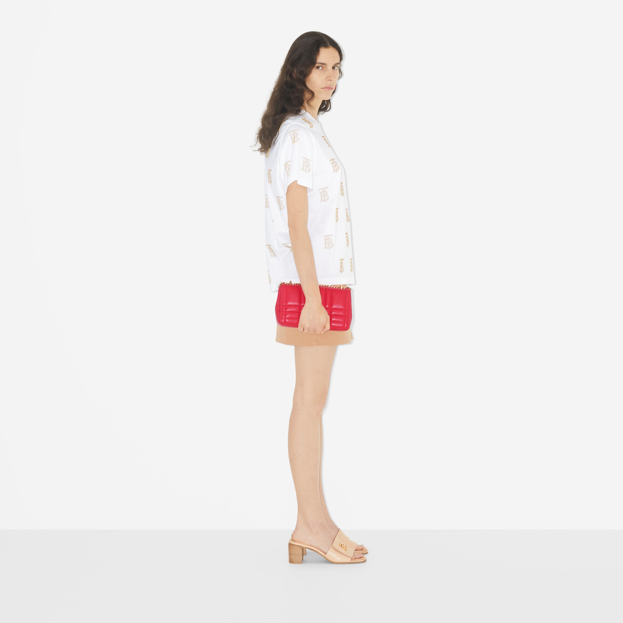 Monogram Motif Cotton T-shirt in White - Women | Burberry® Official - 3