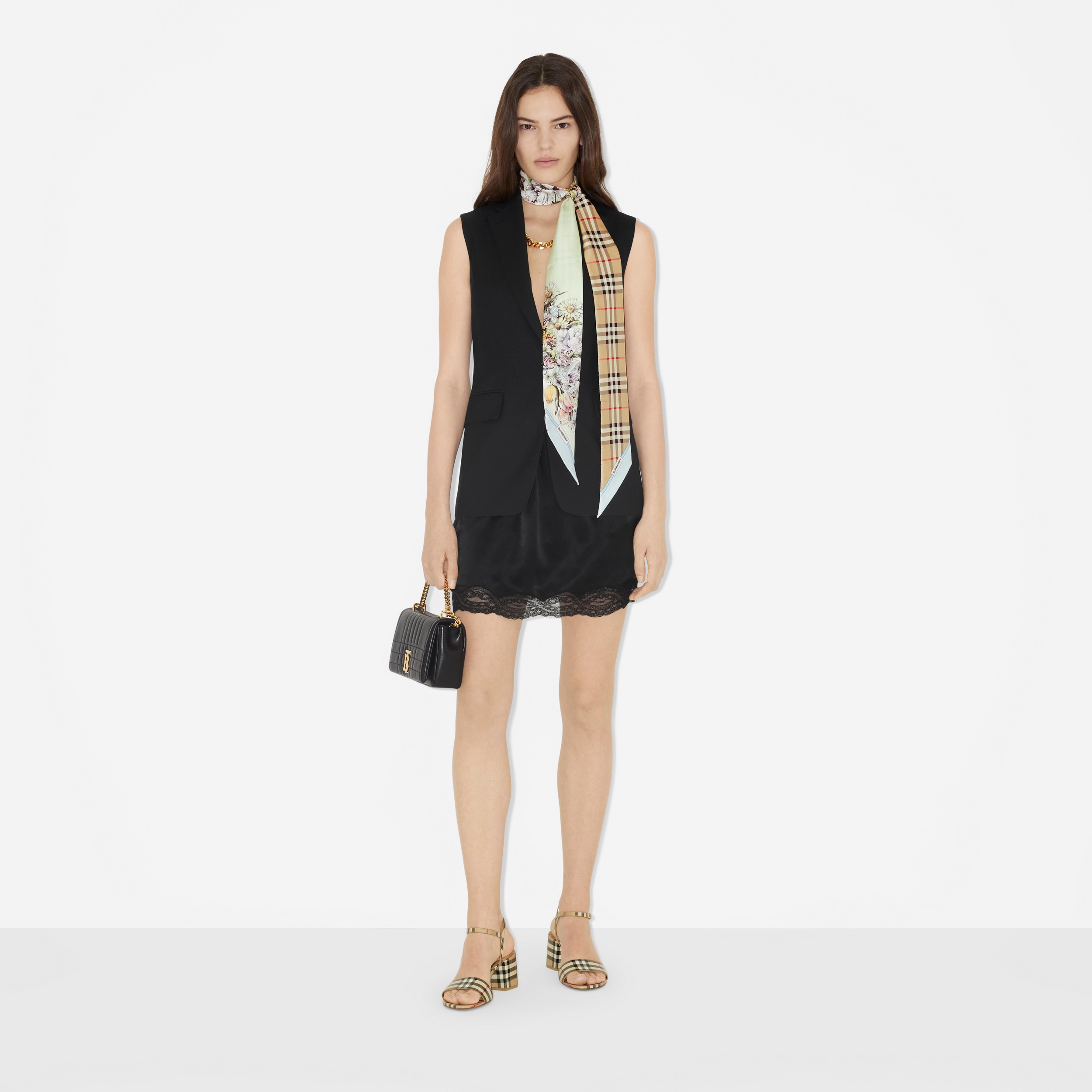 Skinny scarf de seda com estampa de montagem (Multicolorido) | Burberry® oficial - 4