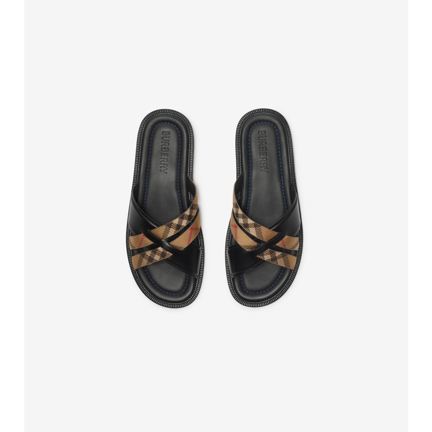 Check and Leather Drift Sandals​