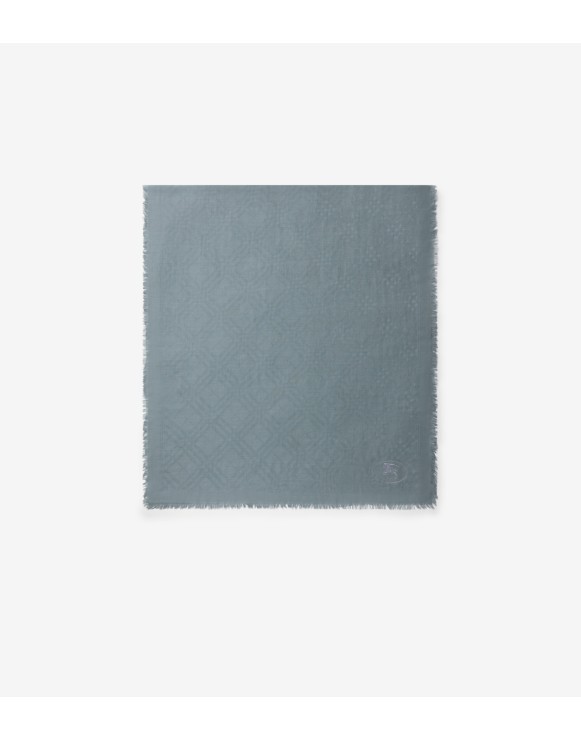 Wide Check Wool Silk Scarf