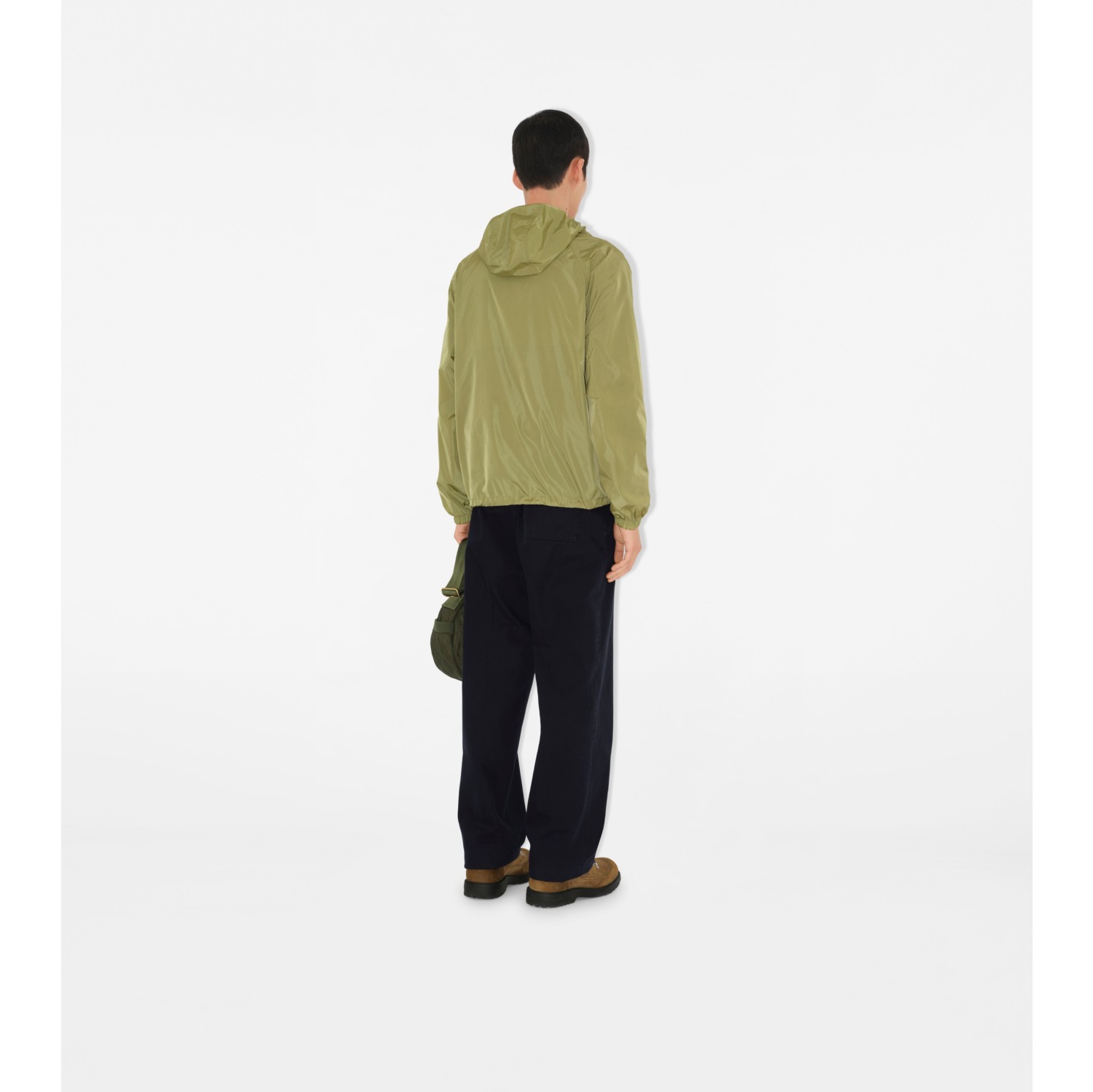 Check Trim Nylon Hooded Jacket