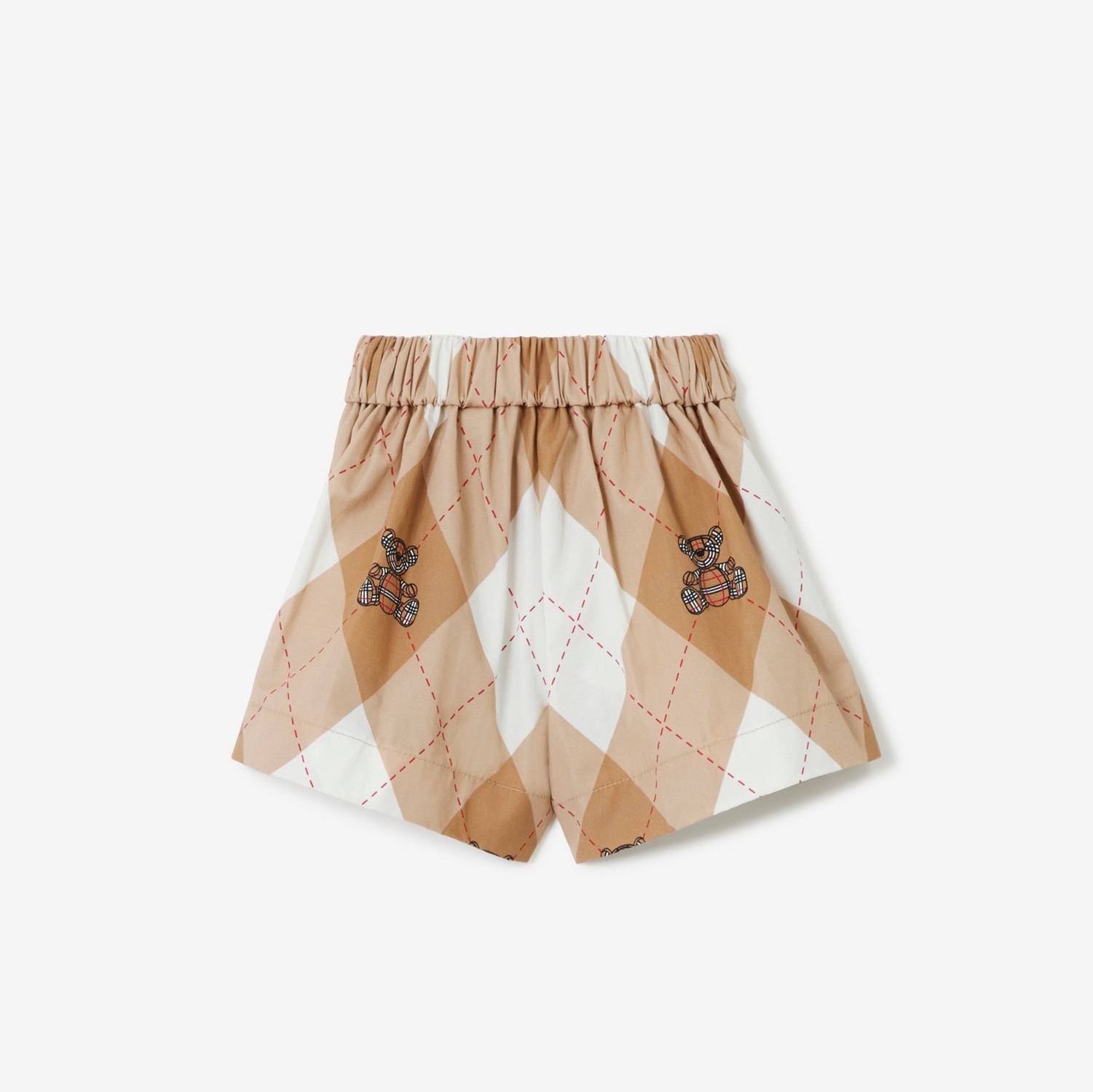 Thomas Bear Argyle Print Cotton Shorts in Soft Fawn - Children | Burberry® Official