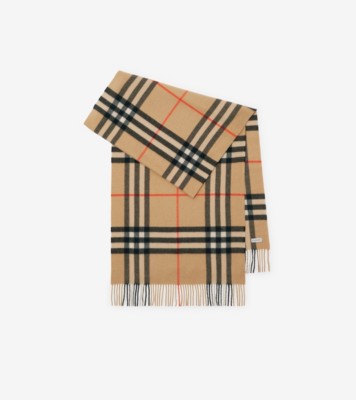 ワイド チェック カシミアスカーフ (サンド) | Burberry®公式サイト