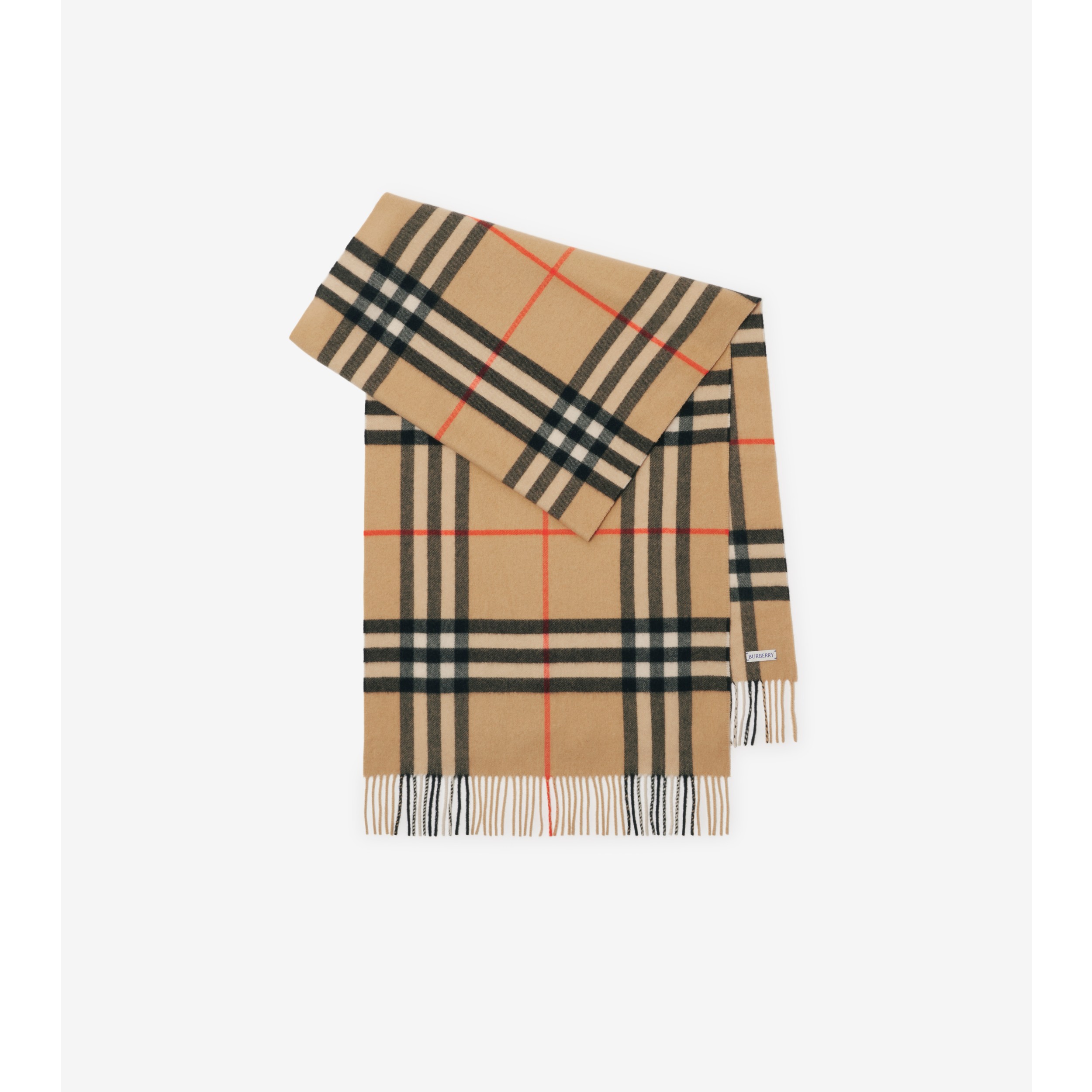 ワイド チェック カシミアスカーフ (サンドベージュ) | Burberry®公式