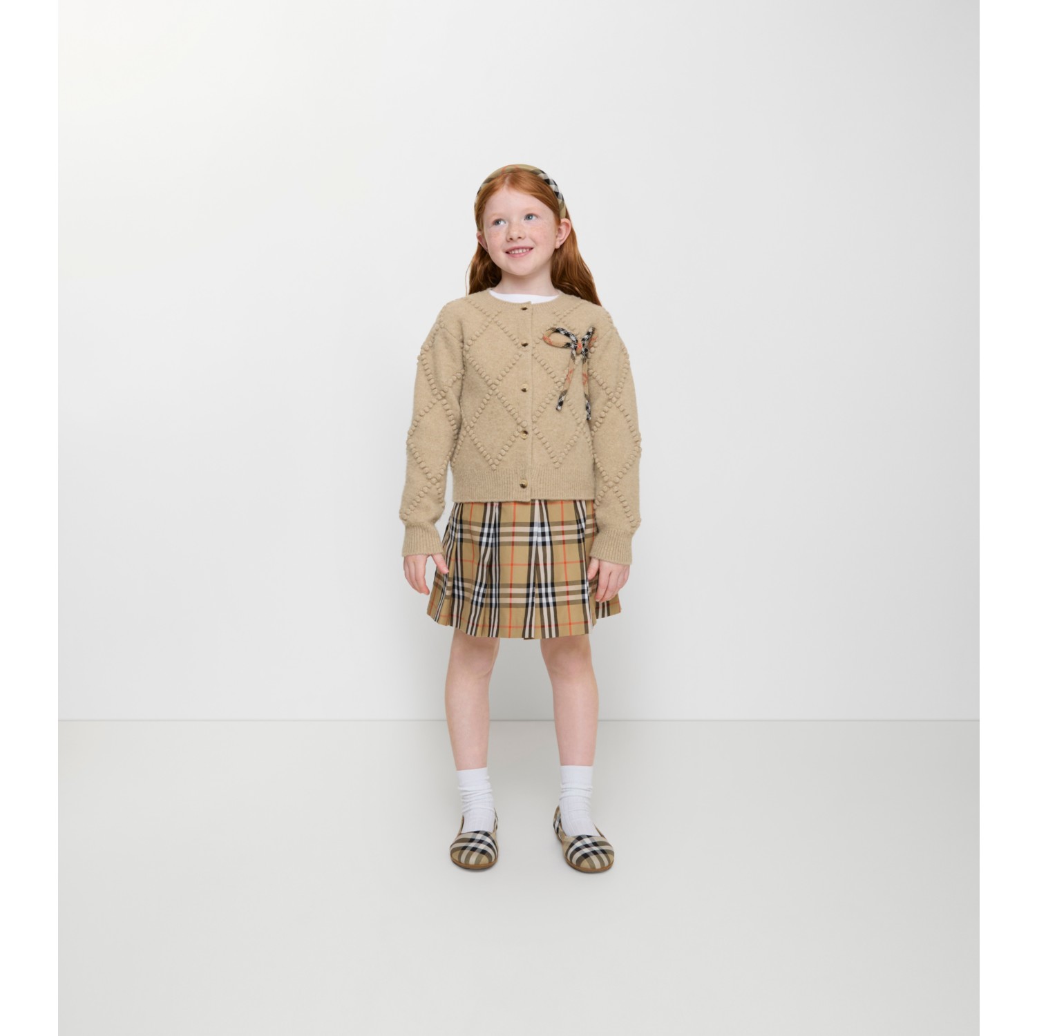 Pleated Check Cotton Twill Skirt