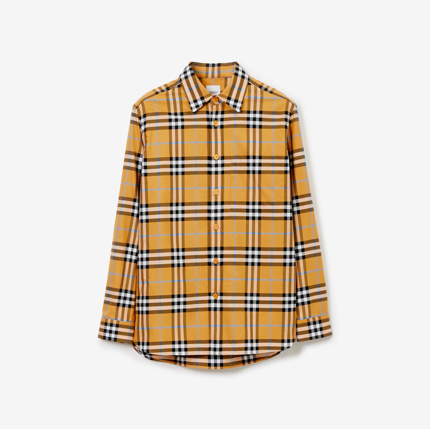 Camisa de algodão Check (Laranja Terroso) - Homens | Burberry® oficial