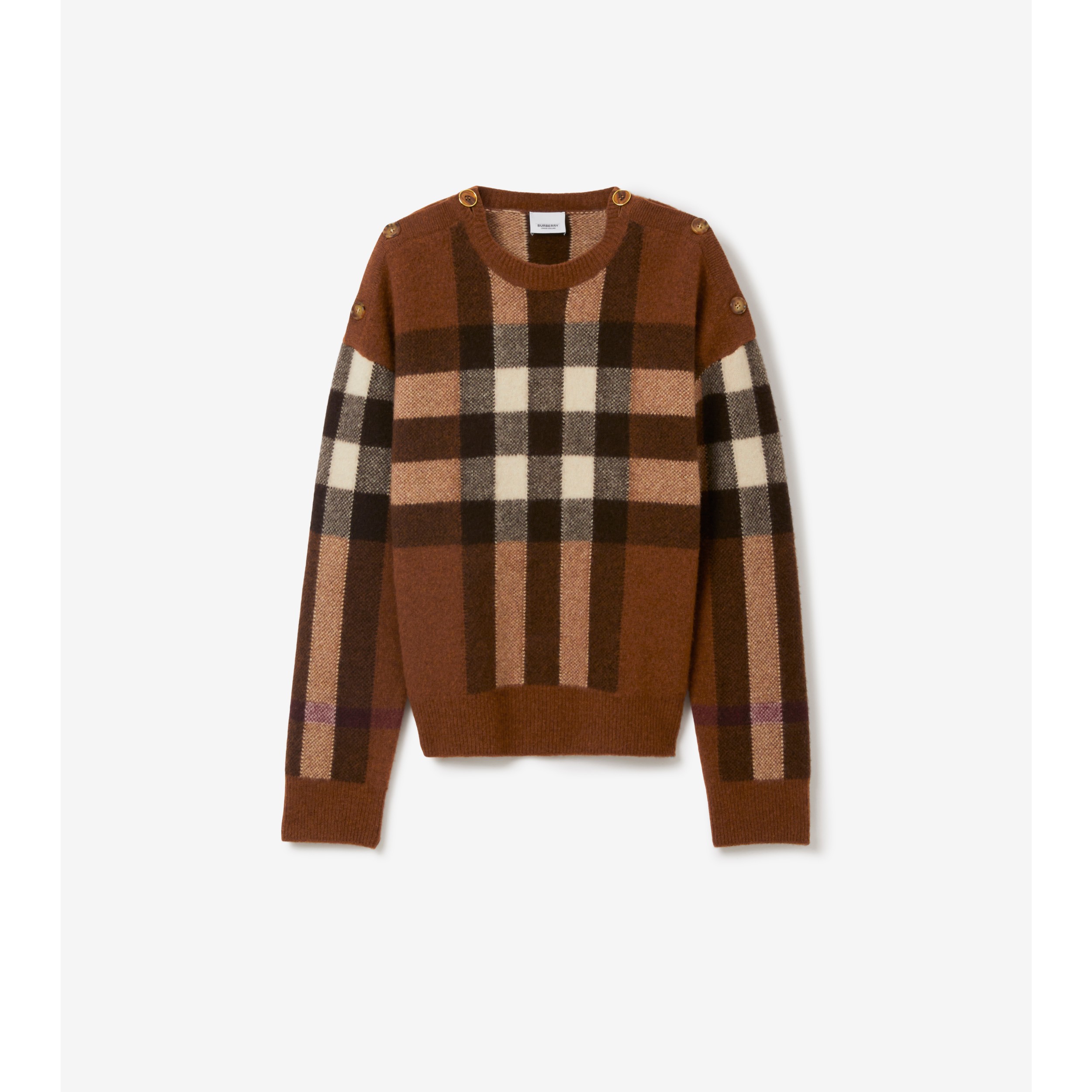 Checked cashmere pants in brown - Burberry