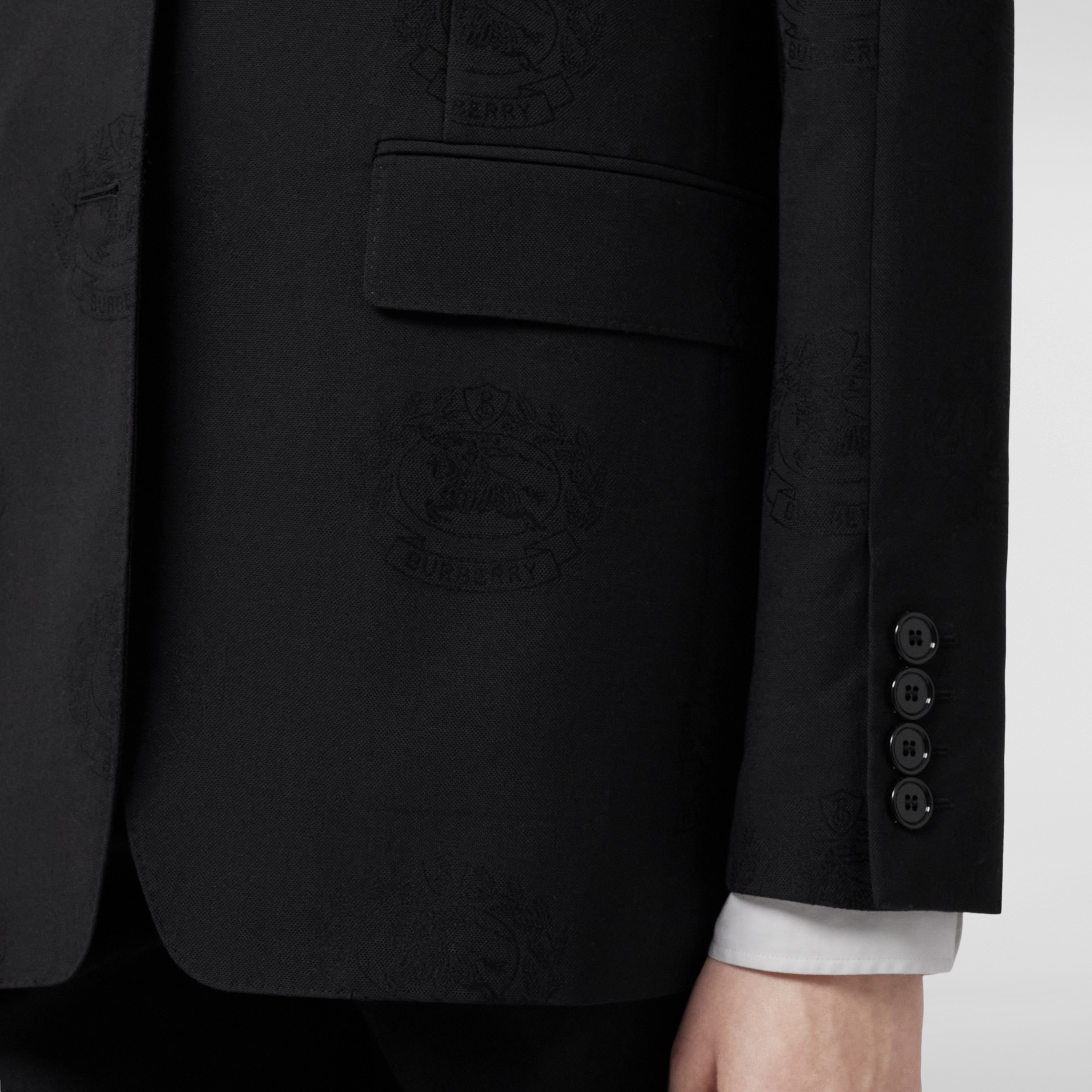 EKD Wool Cotton Jacquard Tailored Jacket in Black - Women | Burberry® Official - 4